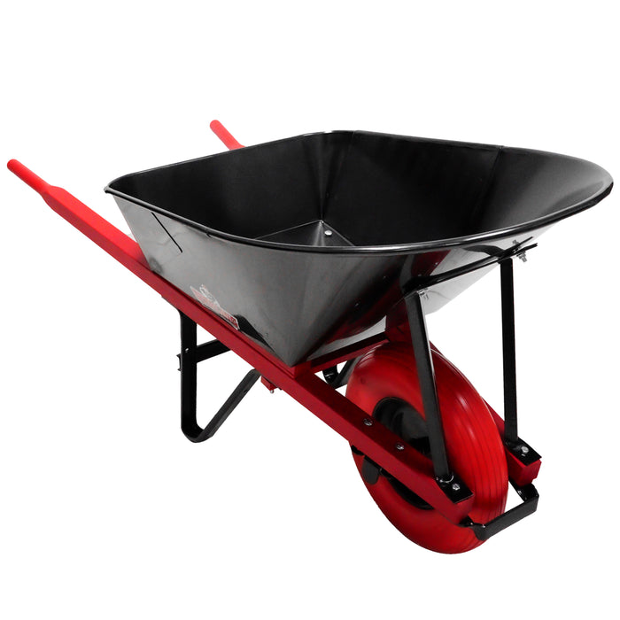 Sterling Steel Tray Wheelbarrow 6Cu. Ft. with Poly-U Flat Free Tire Red